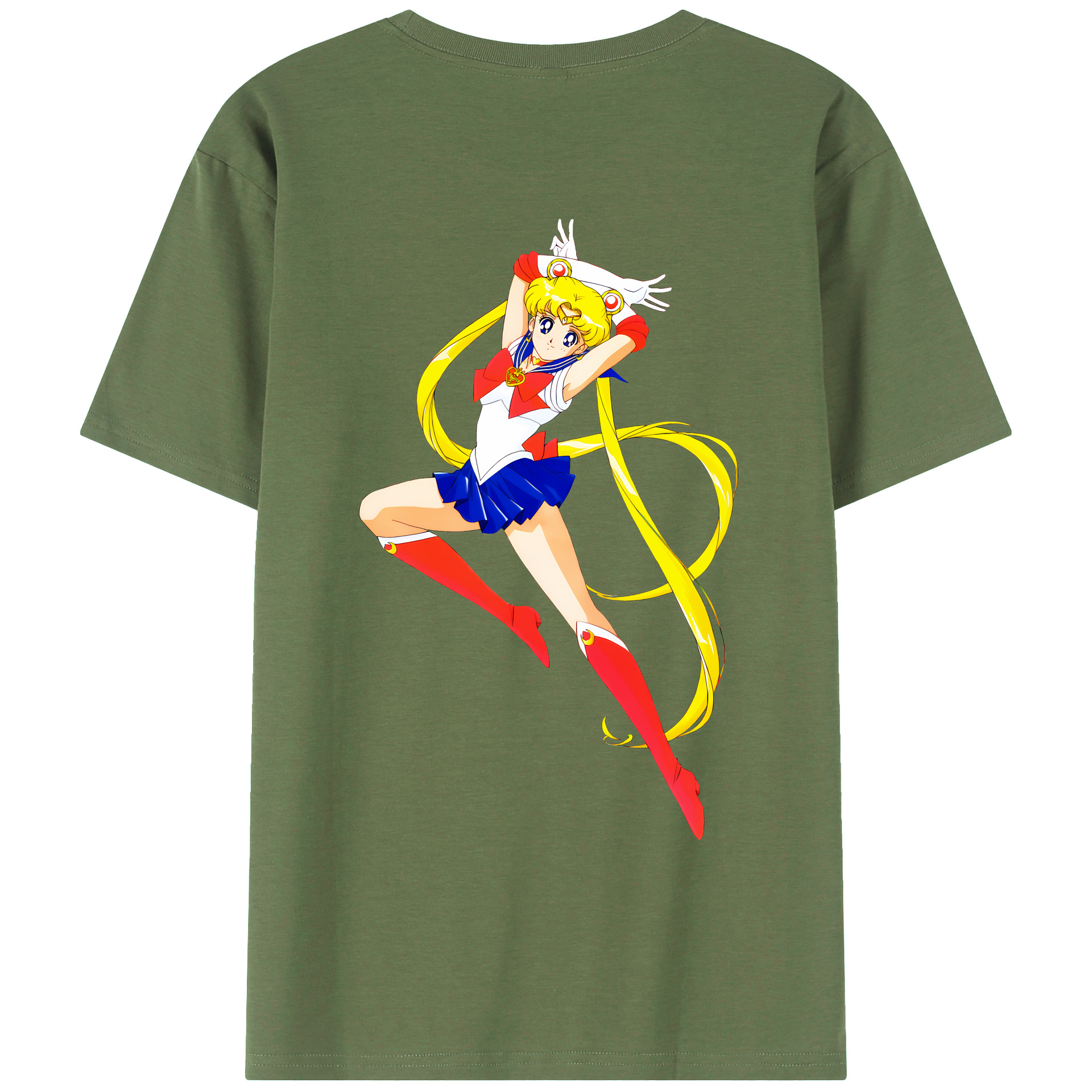 （画像用） 美少女戦士セーラームーン 月野 うさぎ つきの うさぎ Sailor Moon Tsukino Usagi 綿100％ メンズ半袖Tシャツ（バックプリント） 通気性